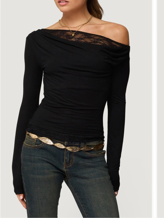 Edikted Tops - New Edikted Layered Lacey Off the Shoulder Top